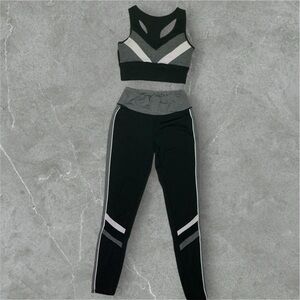 Gray and Black Two-Piece Workout Set